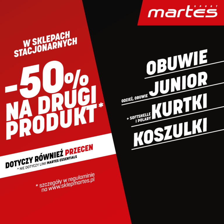 Tylko w Martes Sport w Tkalni -50% na drugi produkt