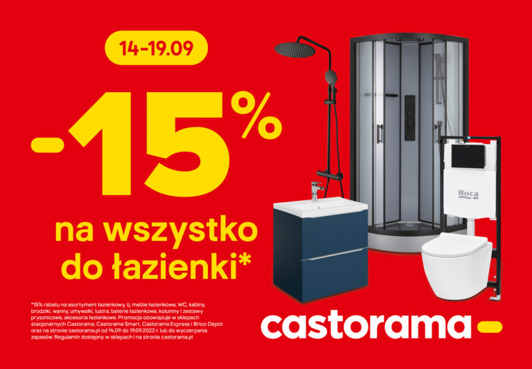 CASTORAMA – asortyment łazienkowy o 15% taniej!