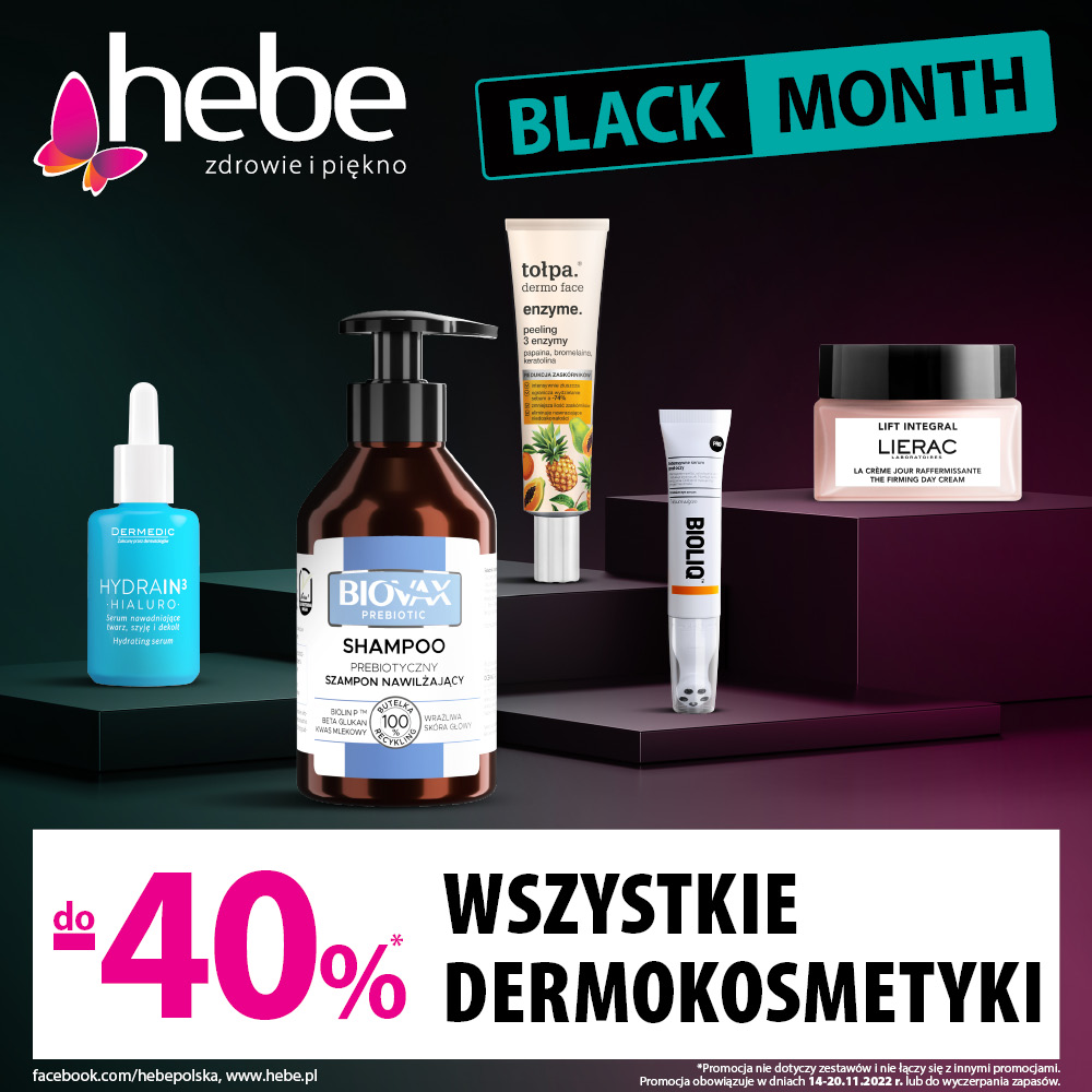 Hebe, BLACK MONTH W HEBE- WSZYSTKIE DERMOKOSMETYKI DO -40%*