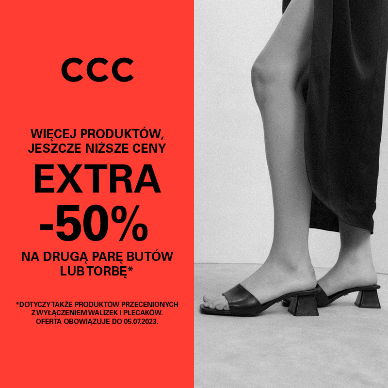 ccc,wyprzedaż,letnia wyprzedaż, Extra -50% na drugą parę butów lub torbę w CCC!