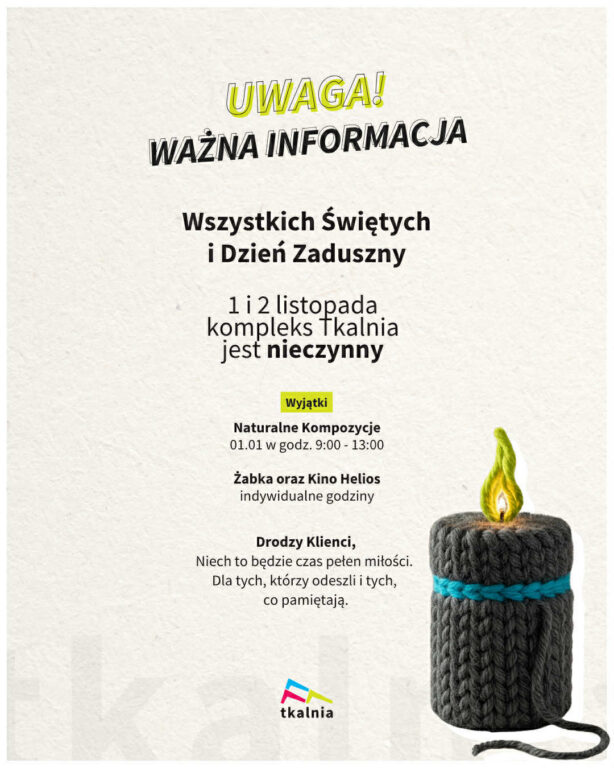 1 i 2 listopada – Wszystkich Świętych i Dzień Zaduszny.