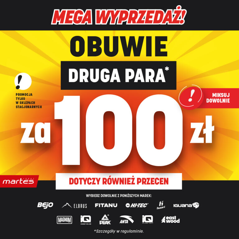 MEGA WYPRZEDAŻ NA OBUWIE – DRUGA PARA ZA 100 ZŁ!