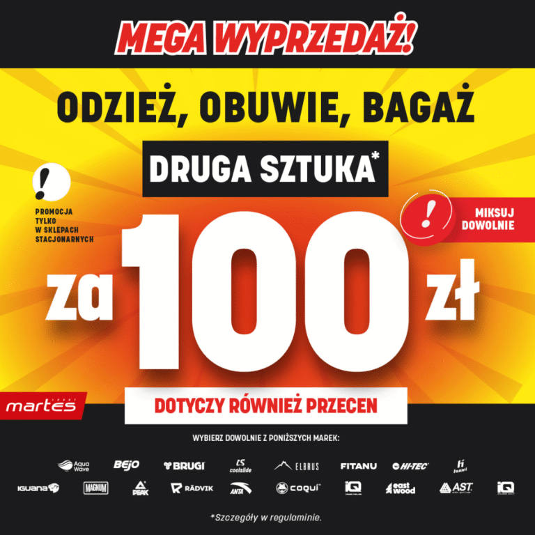 MEGA WYPRZEDAŻ NA ODZIEŻ, OBUWIE, BAGAŻ – DRUGA SZTUKA ZA 100 ZŁ!
